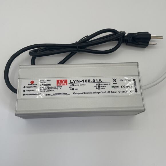 LED Driver 100 Watts 110V AC to 12V DC Low Voltage Output IP67 Waterproof Power - Picture 2 of 4